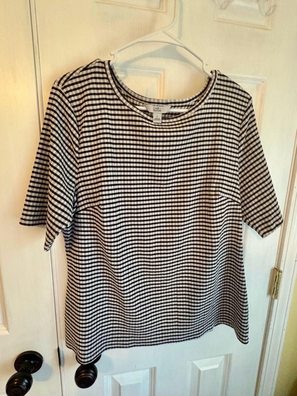 croft & barrow Black and White Gingham Short Sleeve Top